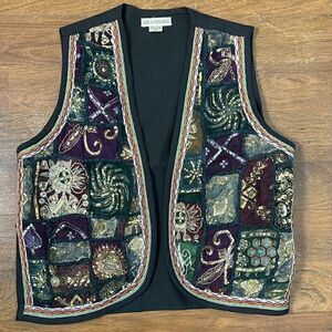 Beautiful CARLA FREEMAN sequins patchwork vest size large